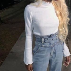 White turtleneck with flare arms